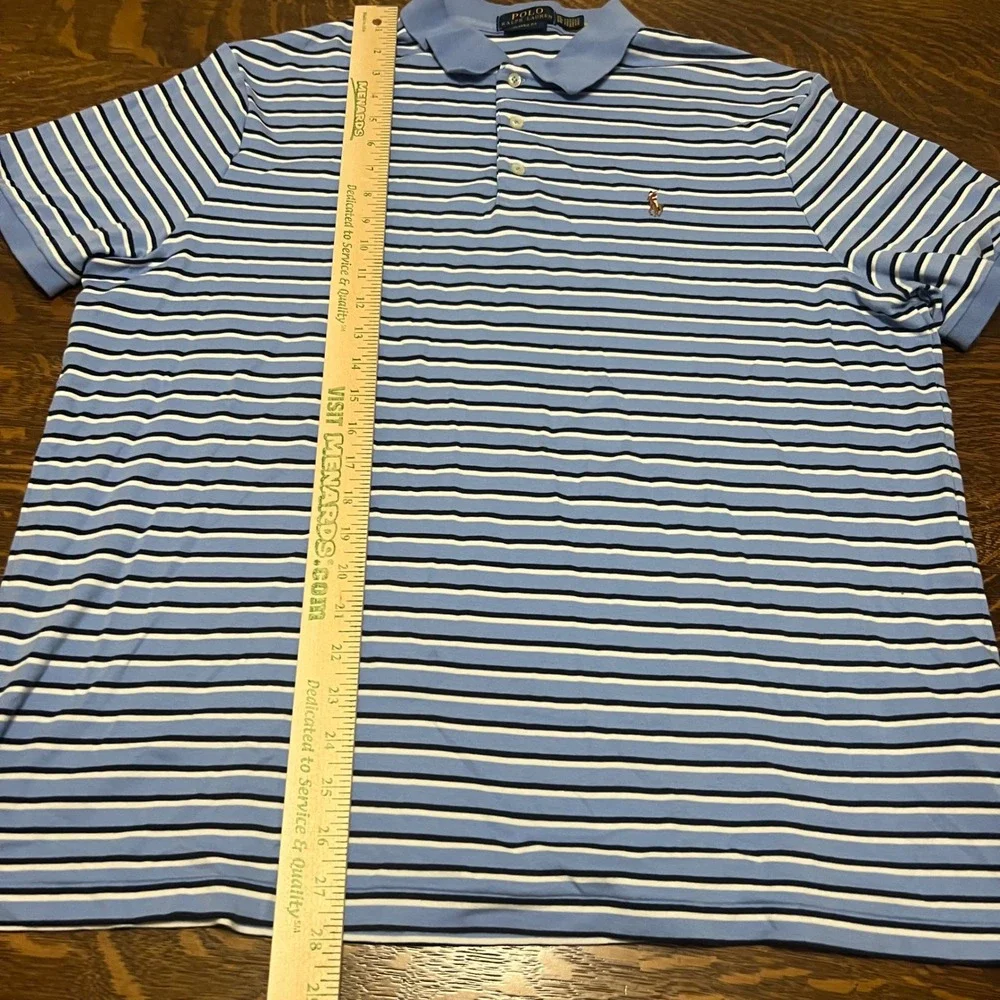 Polo Ralph Lauren Polo Shirt Mens XL Blue Stripe Classic Fit Short Sleeve Cotton